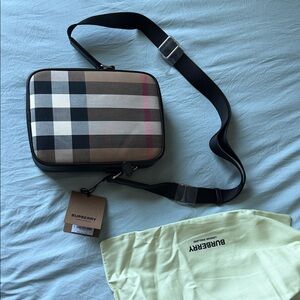 Burberry Black and Beige Check Shoulder Bag